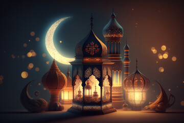 Ramadan lantern lamp at night