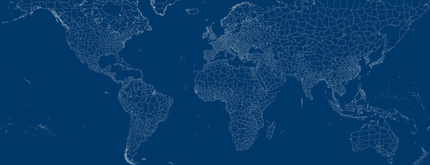 world map and its countries on blue background © benjamin