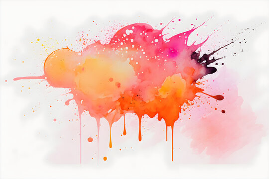 Watercolor Stains, Splashes and Spots in Pink and Orange Colors: AI Generated Image © Nikki AI