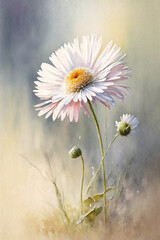 Daisies in the garden. Illustration - Plants and flowers
