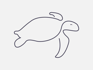 Single continuous line drawing of turtle, logotype One line draw graphic design vector illustration