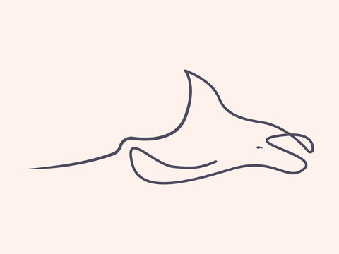 recommend clip art: Continuous one line drawing of manta ray. Simple illustration of stingray fish line art vector illustration