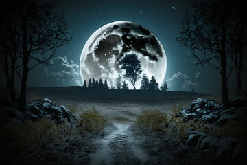Naklejka na ściany i meble Halloween background with moon