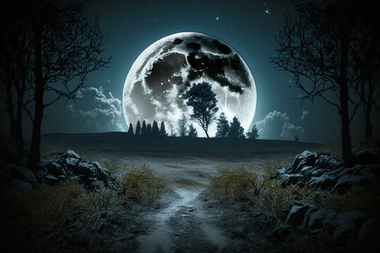 Halloween background with moon