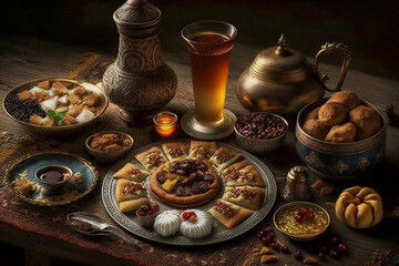 Ramadan still life with foods