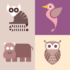 animals-fish-and-birds-bundle-of-vector-icons