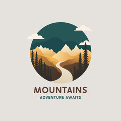 Mountain background vector emblem sign