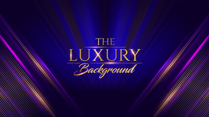 Modern Abstract dark blue background with diagonal glowing light effect. Vector illustration with trophy on stage. Blue Lights on curtain. Luxury Graphics. Award Background. Abstract Background. 