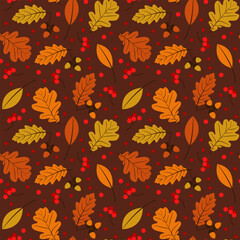 seamless pattern bright autumn berries