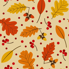 seamless pattern bright autumn berries