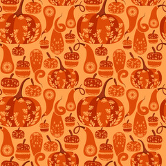 seamless pattern background stylized pumpkins