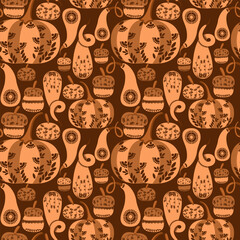 seamless pattern background stylized pumpkins
