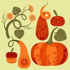 vector illustration set of pumpkins