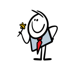 Cute office worker gives a flower to woman vector illustration.