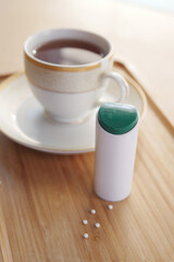 artificial sweetener container on table 