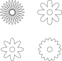 Flowers linear icons set. Flowers images vector illustration.