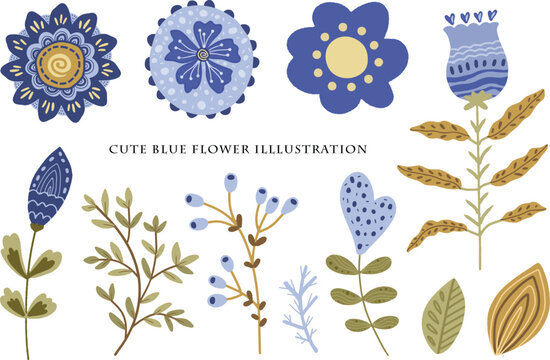 a set of aesthetic cute spring and summer flower clip art collection