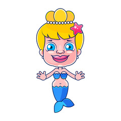 mermaid with little turtle, vector illustration, children artworks, wallpapers, posters, greeting cards prints.