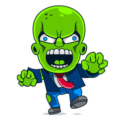 Cartoon illustration with zombie monster on dark background. Cartoon style icon Perfect for home decor such as posters, wall art, tote bag, t-shirt print