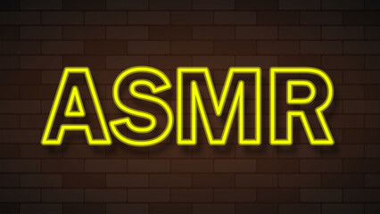 Vector realistic isolated neon sign of ASMR logo for template decoration and covering on the background.