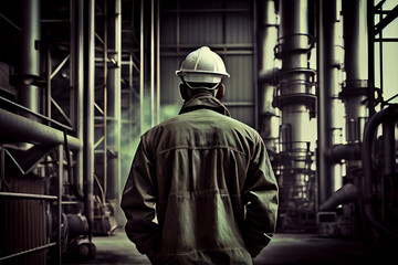 Industry worker in factory or plant. Generative Ai