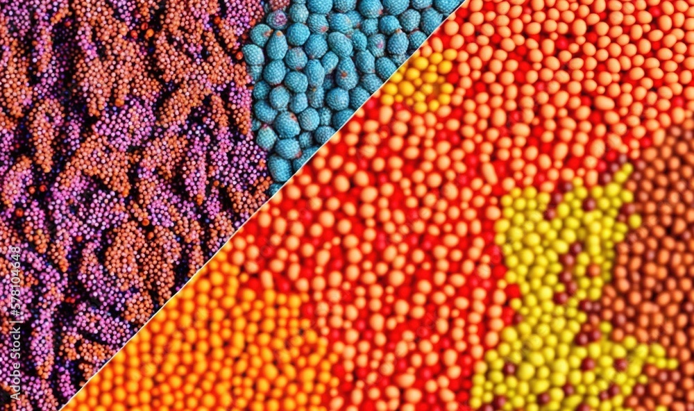 Aufkleber a close up of different colored balls in a pattern on a surface. generative ai