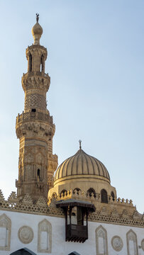 the minaret view of al-azhar mosque at cairo egypt