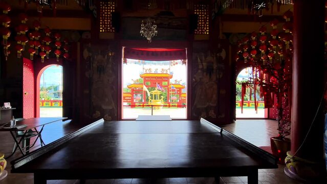 Asian antique temple entrance view on a clear day