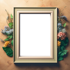 Simple frame mockup with flowers