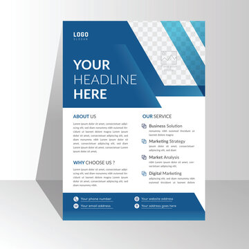 modern Template vector design for Brochure, Annual business, Poster, Corporate Presentation, Portfolio, Flyer, layout modern with gradient blue color size A4. white background. space for photo