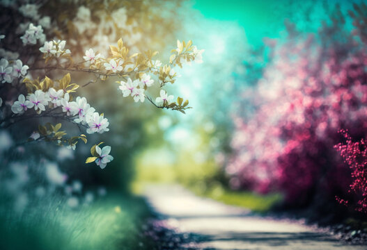 A Vibrant Spring Wonderland: AI-Generated Nature Scene with Bright Colors and Peaceful Atmosphere