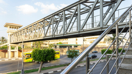 Metal bridge architecture for crosswalks on the streets of cairo city, Egypt