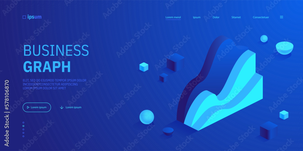 Poster curve chart icon in isometric view. wave form business graph, data graphics, statistics diagram, ana