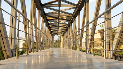 Iron bridge structure for pedestrian crossing in downtown cairo egypt