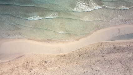 aerial view natural paradise beach in the mediterranean, sa Coma Majorca, Balearic Islands