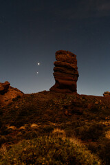 Venus and Jupiter conjunction above Roques de Garcia Tenerife