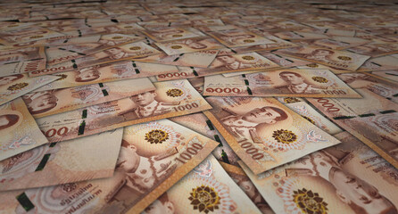 Thai Baht 1000 THB banknote money 3d illustration