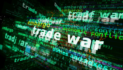 Trade war media and abstract screen 3d illustration