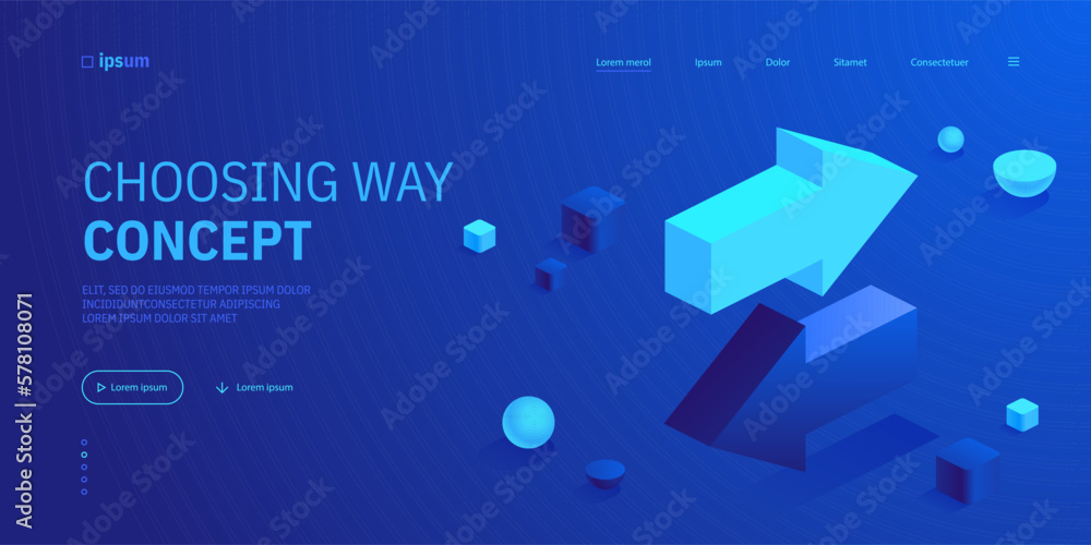 Poster arrows pointing forward and backward or left and right icon in isometric view. direction of movement