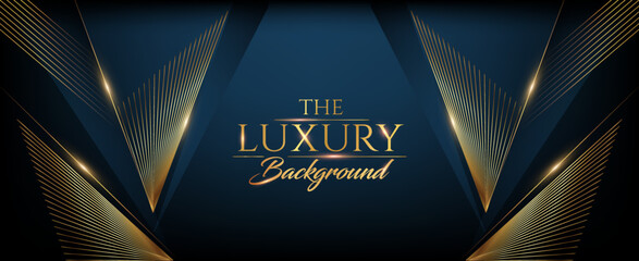 Blue Golden Polygonal Edge Triangle Corner. Royal Awards Graphics Background. Glowing Lines Elegant Shine Modern Template. Luxury Premium Corporate Template. Triangle shape Abstract Certificate 