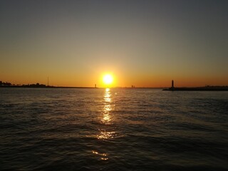 Fototapeta na wymiar sunset in the sea İstanbul