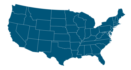 USA states map outline. Country map United States of America. US states borders silhouettes.