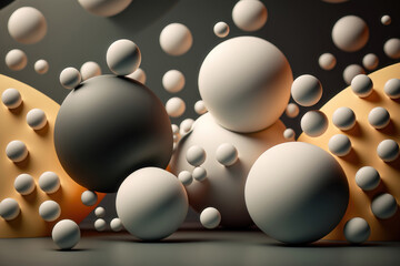 Abctract matte spheres on dark background. AI Generation