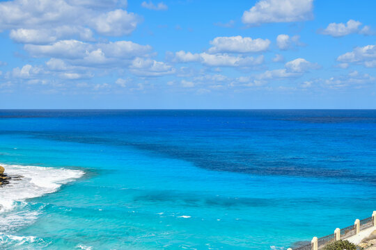 Beautiful scenery of agebah beach in marsa matrouh Egypt during daytime and cloudy days