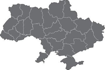 Ukraine map with region borders. UA map. UA borders borders silhouettes.