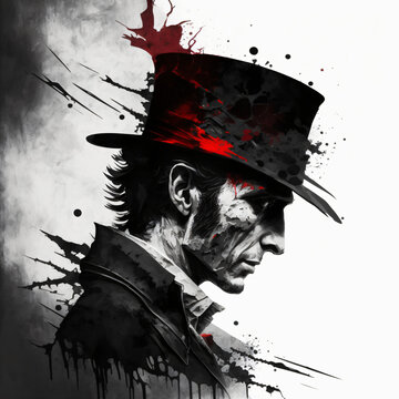 vintage serial assassin fantasy character portrait isolated Generative Ai