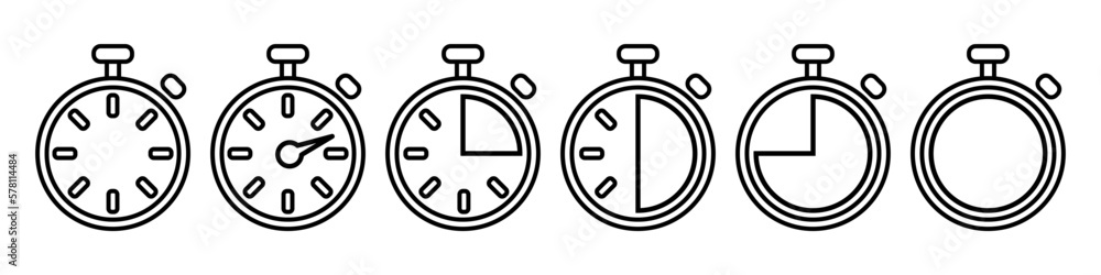 Aufkleber timers line icon set. countdown timer symbol. timer. stopwatch. vector illustration isolated on whit