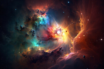 Colorful nebula in space photo