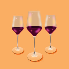 red wine glasses on orange background red wine glasses red wine