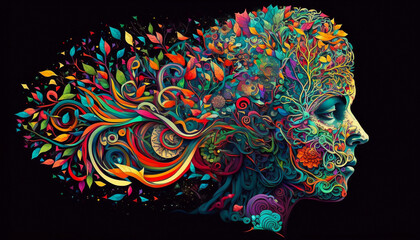 Abstract creative human mind. Generative ai